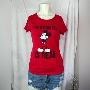 Disney Mickey Mouse‎ Graphic Tee The Struggle Is Real Red T-Shirt L